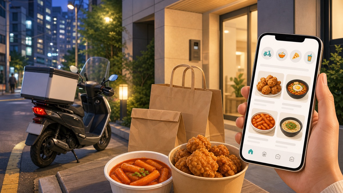 韓国の配達アプリで料理を注文するイメージ